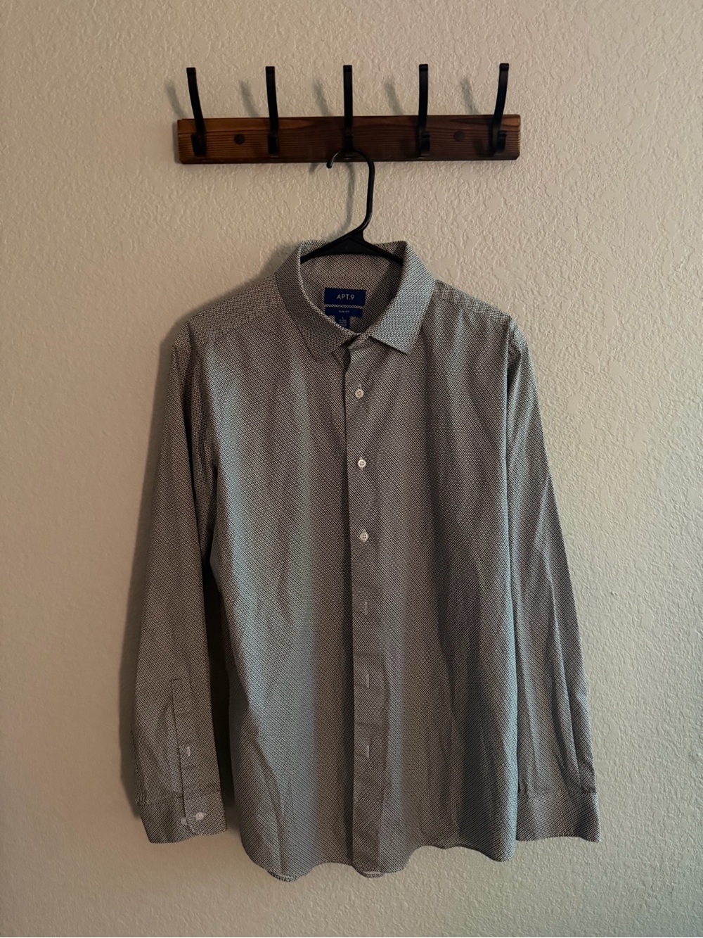Apt. 9 Slim Fit Men’s Dress Shirt White Black Micro Print 16-16½ 34/35